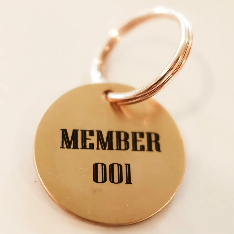 The P.G.S. Membership Tag, reverse — Member 001